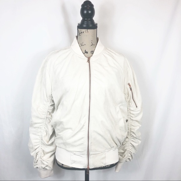 Lifted Anchors Jackets & Blazers - Lifted Anchors Bird Bomber Faux Suede M Cream